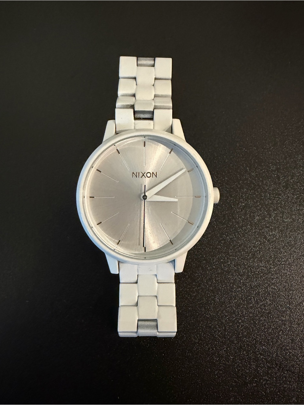 Nixon White and Silver Ceramic Minimalist Watch